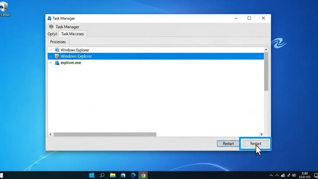 タスクマネージャーからエクスプローラーを再起動して不具合を直す手順