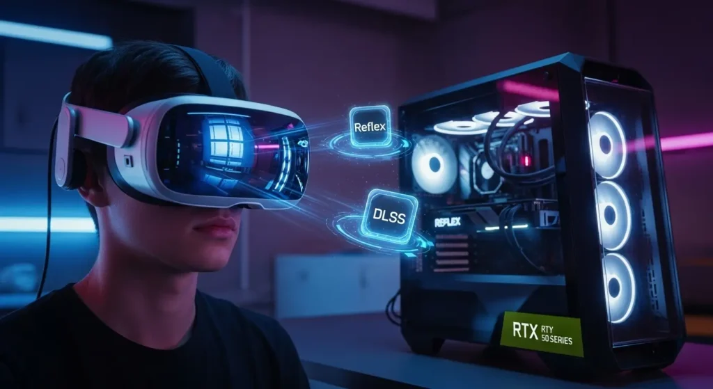 RTX 50シリーズを用いた最新VR環境のイメージ