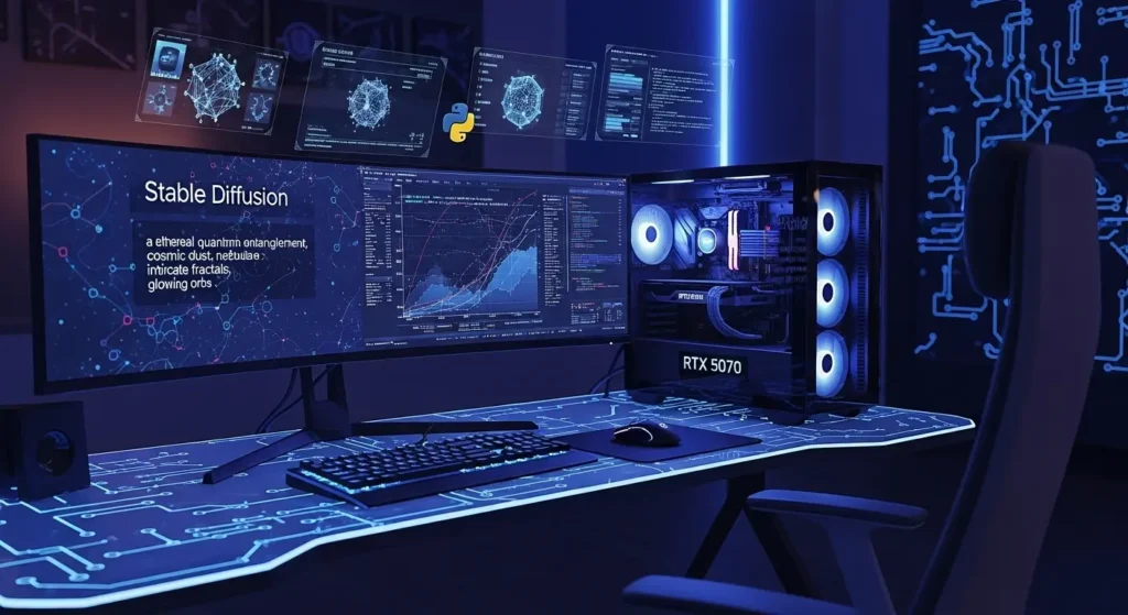 RTX 5070を搭載したAIエンジニアの作業環境