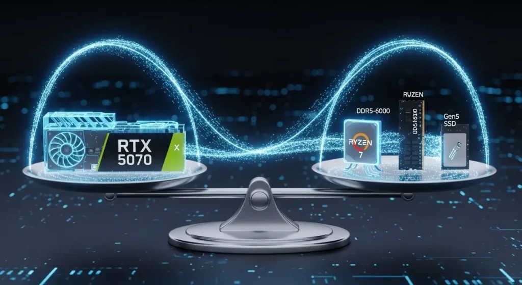 RTX 5070自作PCにおけるパーツバランスの概念図