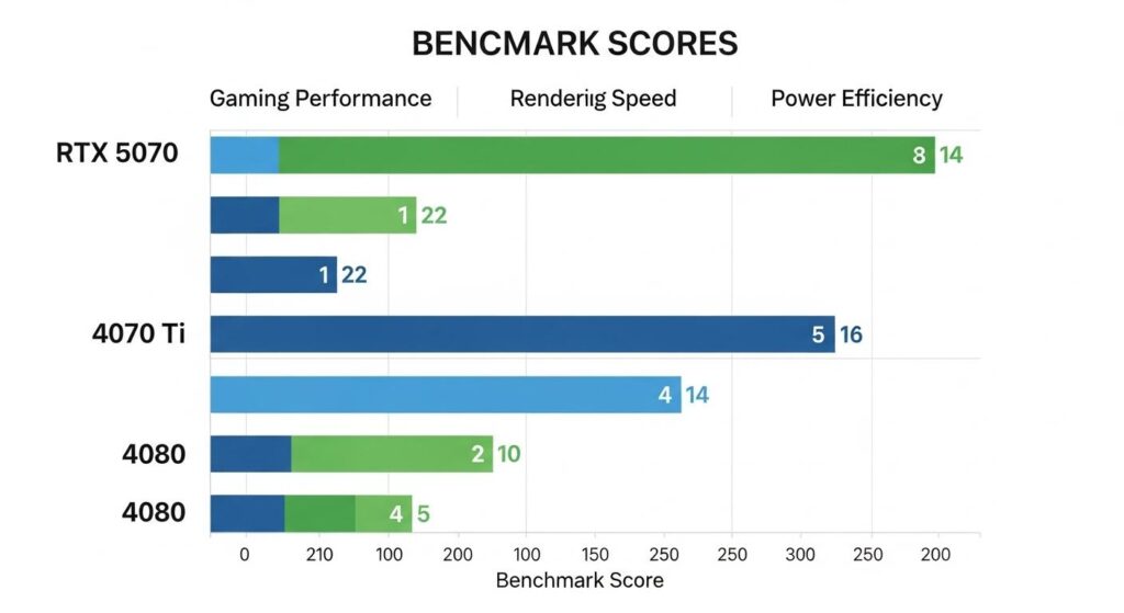 RTX 5070と前世代GPUの性能比較グラフ