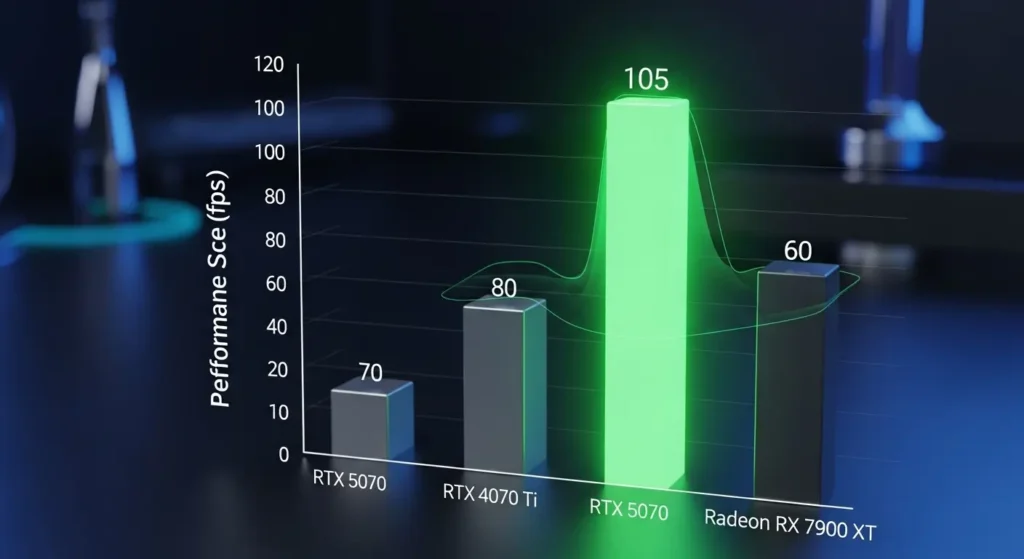 RTX 5070とRadeon RXシリーズのレイトレーシング性能比較グラフ