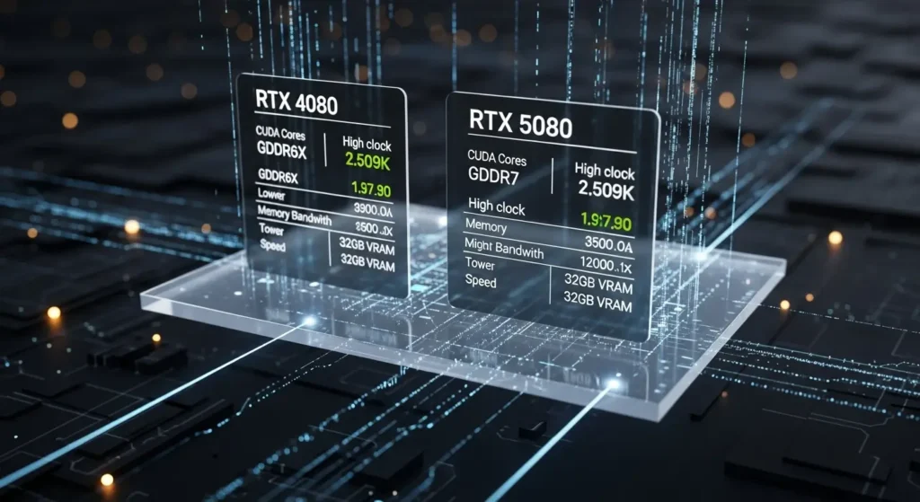 RTX 5080とRTX 4080の詳細スペック比較