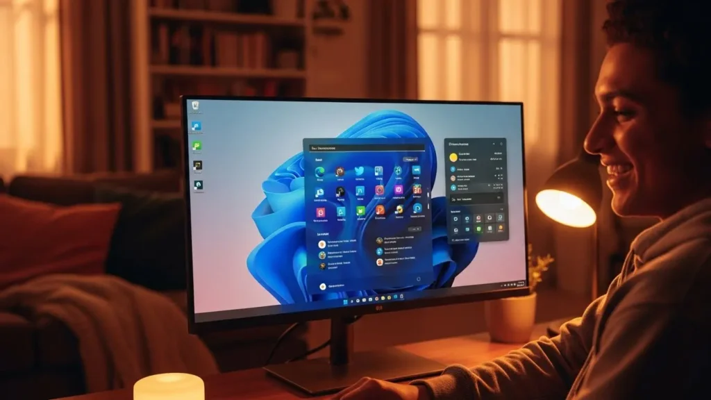 自分好みの設定を完了させて満足しているPCユーザー