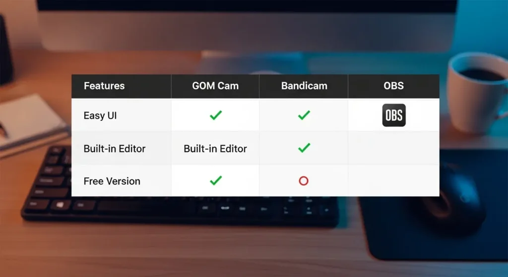 画面録画ソフトの比較一覧表