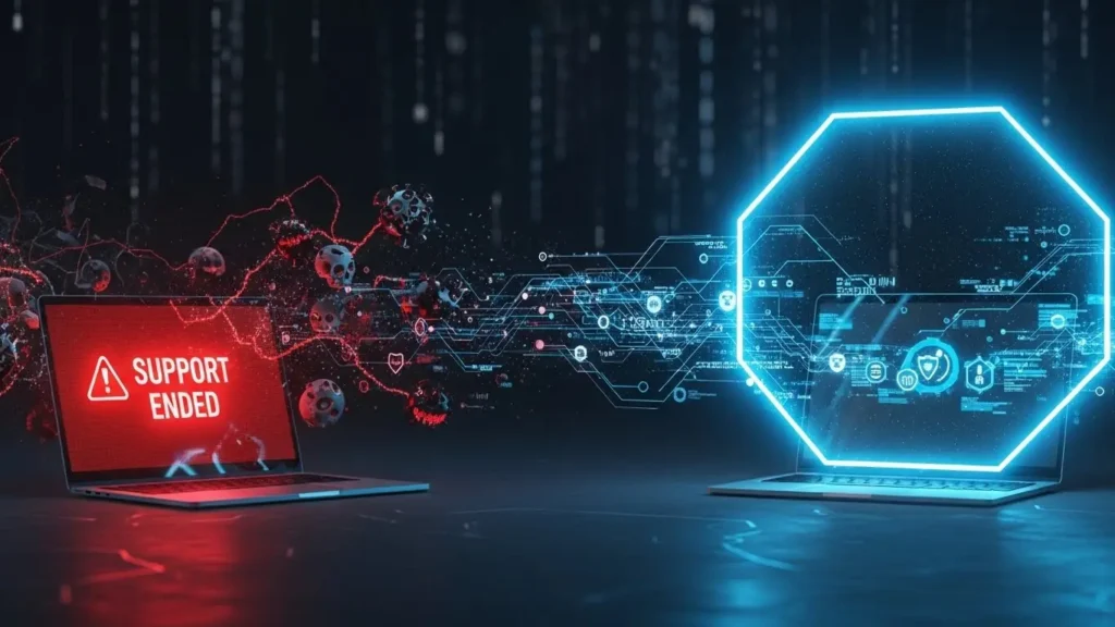 サポート終了したCPUを使用し続けるセキュリティリスクのイメージ