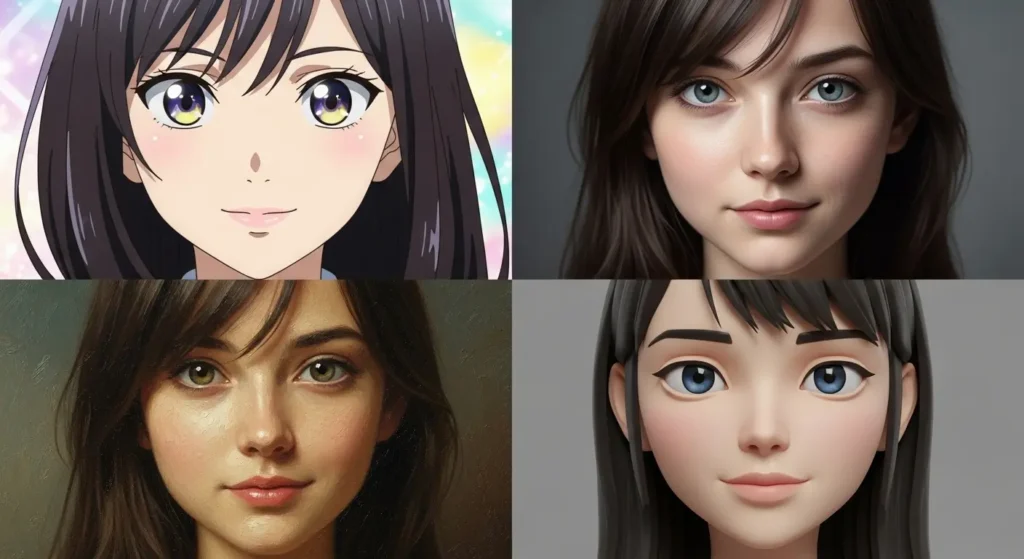 LoRAによって顔の固定が実現されたAIイラストの例