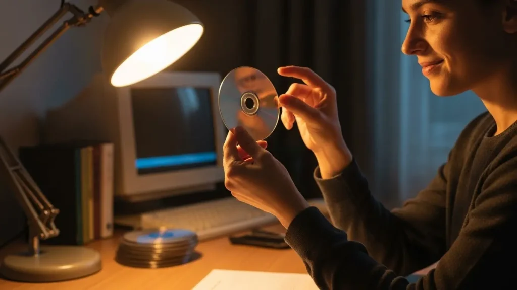 DVDの書き込みに成功して喜ぶユーザー