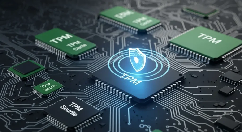 TPM 2.0セキュリティチップの役割を示す模式図