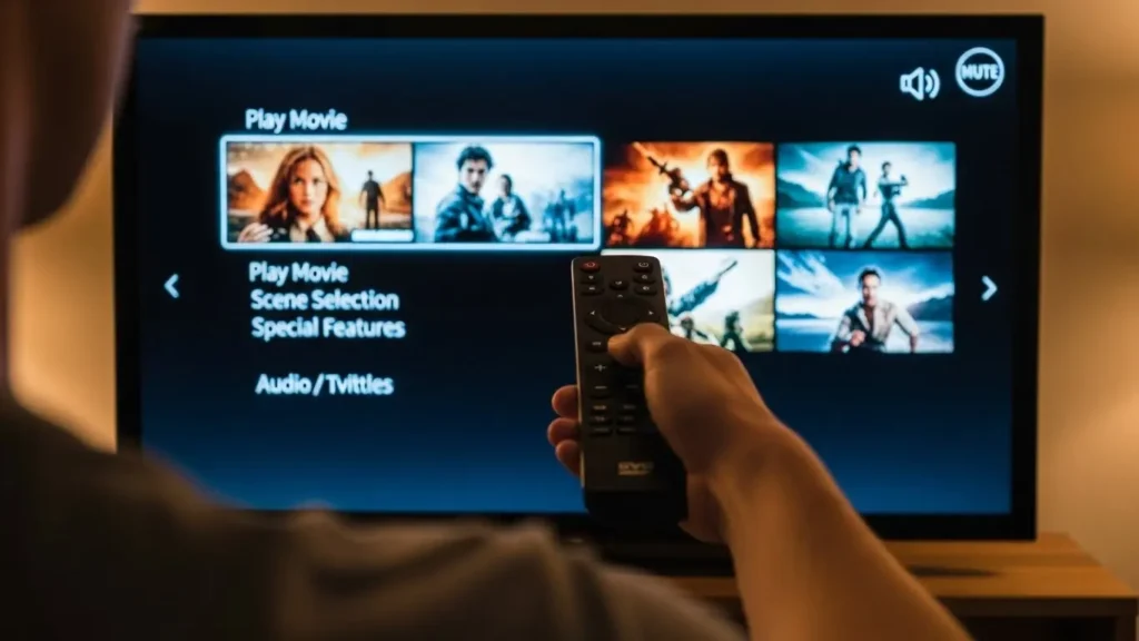 テレビの画面に消音アイコンが表示されている様子