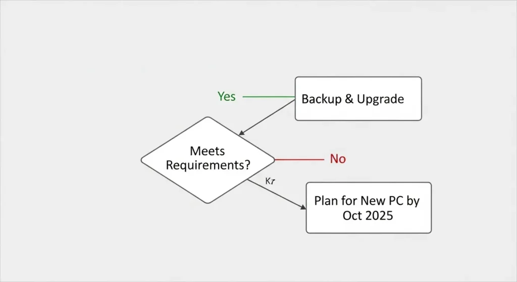 Windows 11対応・非対応別のネクストステップフローチャート