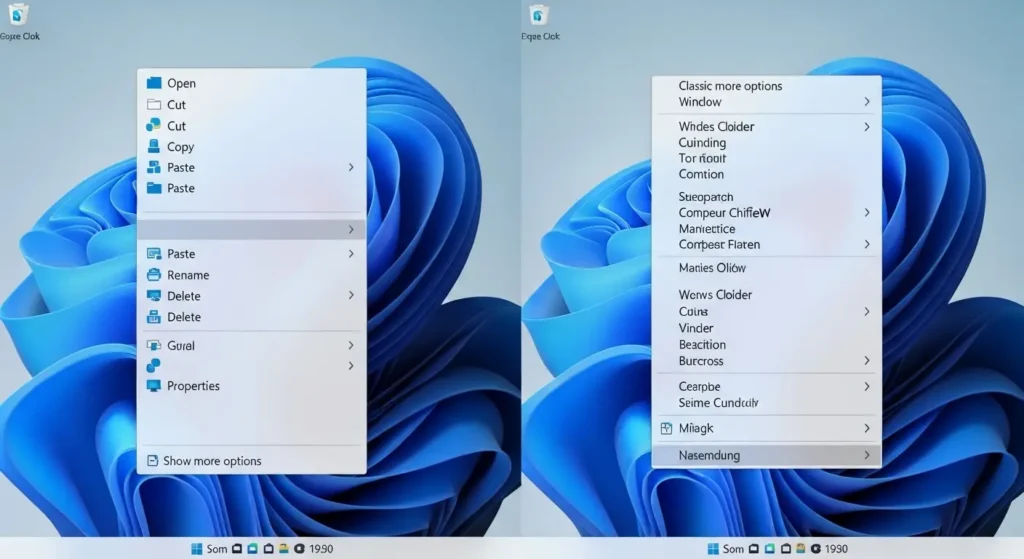 Windows 11の右クリックメニューの比較