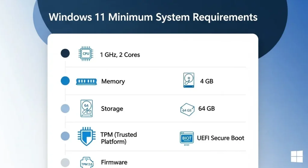 Windows 11の最小システム要件一覧インフォグラフィック