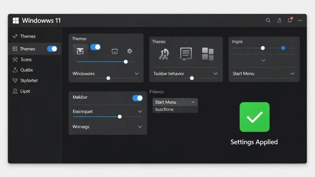 全ての設定を最適化し、チェックマークが表示されたPC画面