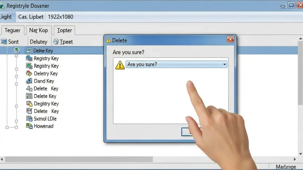 作成したレジストリキーを削除して初期状態に戻す操作
