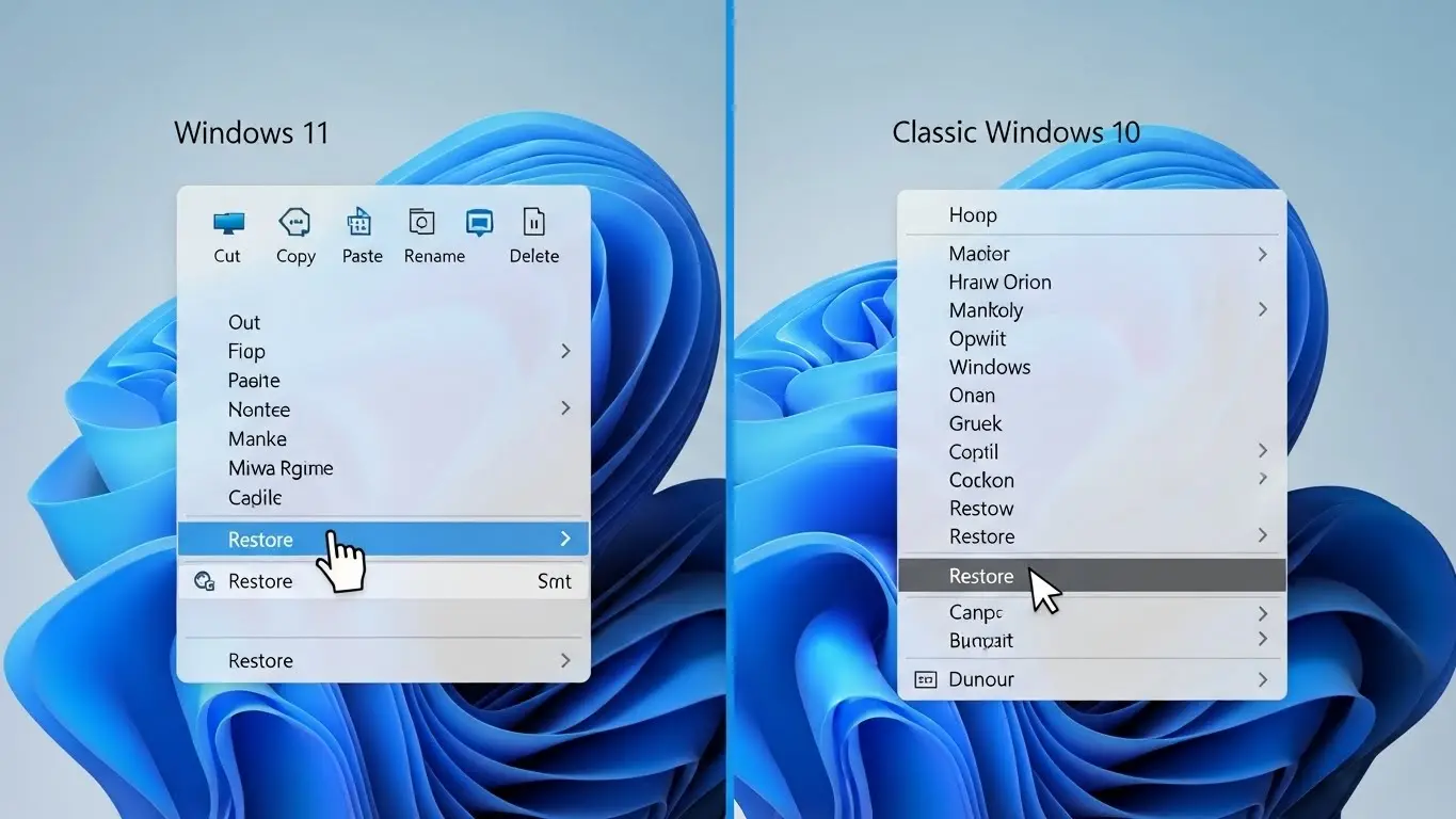 Windows 11の右クリックメニューを旧仕様に戻す設定のイメージ