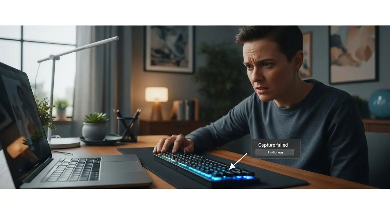 Windows 11でスクリーンショットが撮れず困っている様子のイラスト