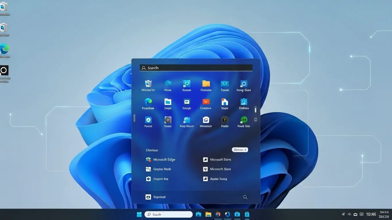 Windows 11のスタートメニューをカスタマイズしているデスクトップ画面