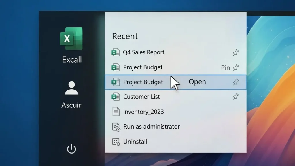 スタートメニューのアプリを右クリックして表示されるジャンプリスト