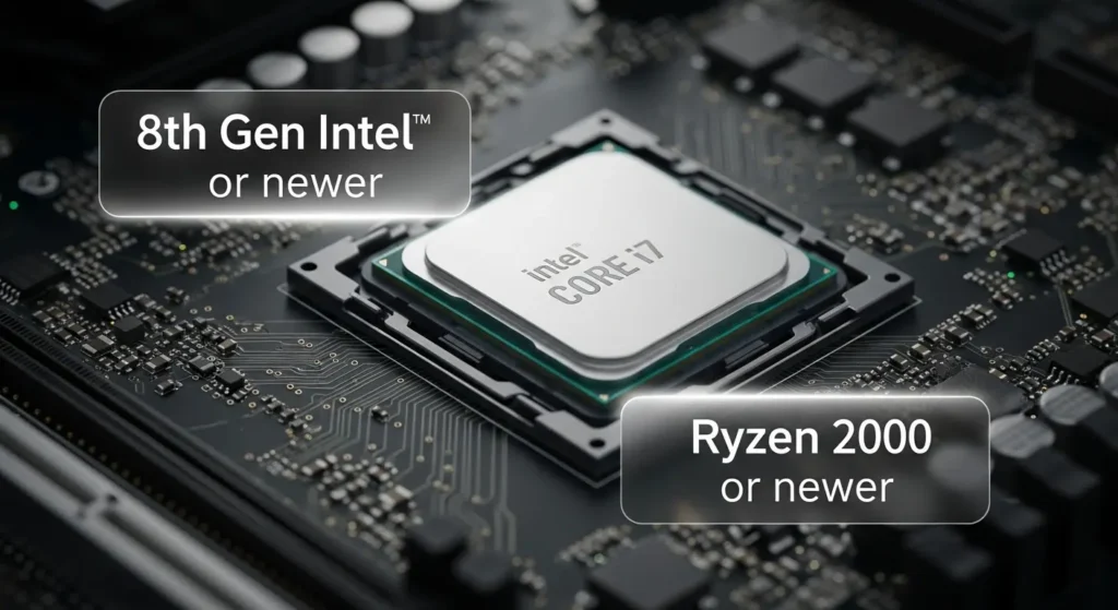 Windows 11がサポートするCPU世代のクローズアップ画像