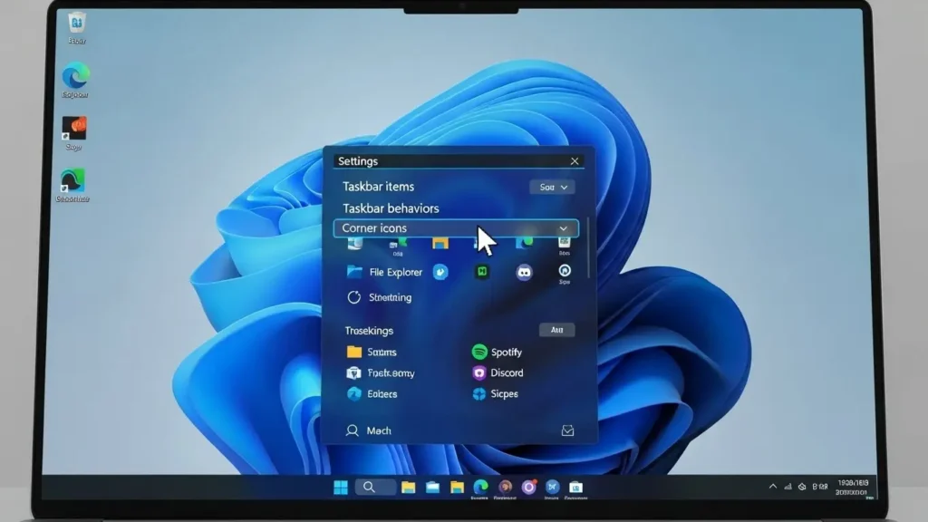 Windows 11のタスクバー動作設定を詳細にカスタマイズしている画面
