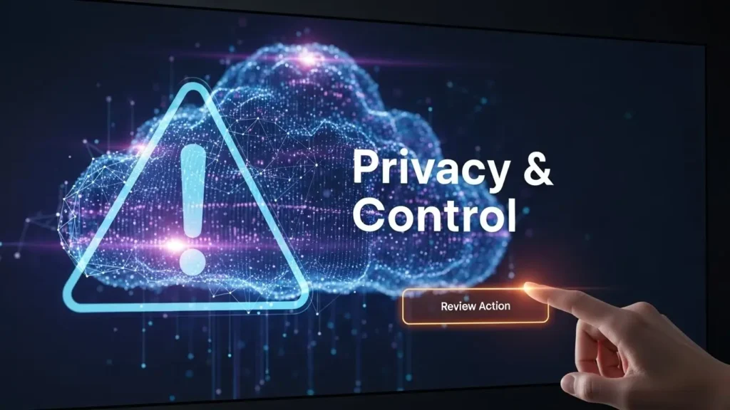 AIエージェントのプライバシー設定とセキュリティの警告イメージ