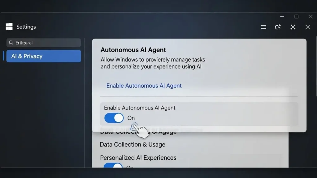 Windows 12の設定画面でAIエージェントを有効にする手順