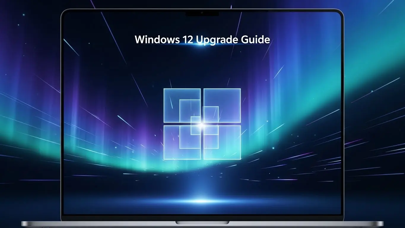 Windows 12へのアップグレード手順と最新機能のイメージ図