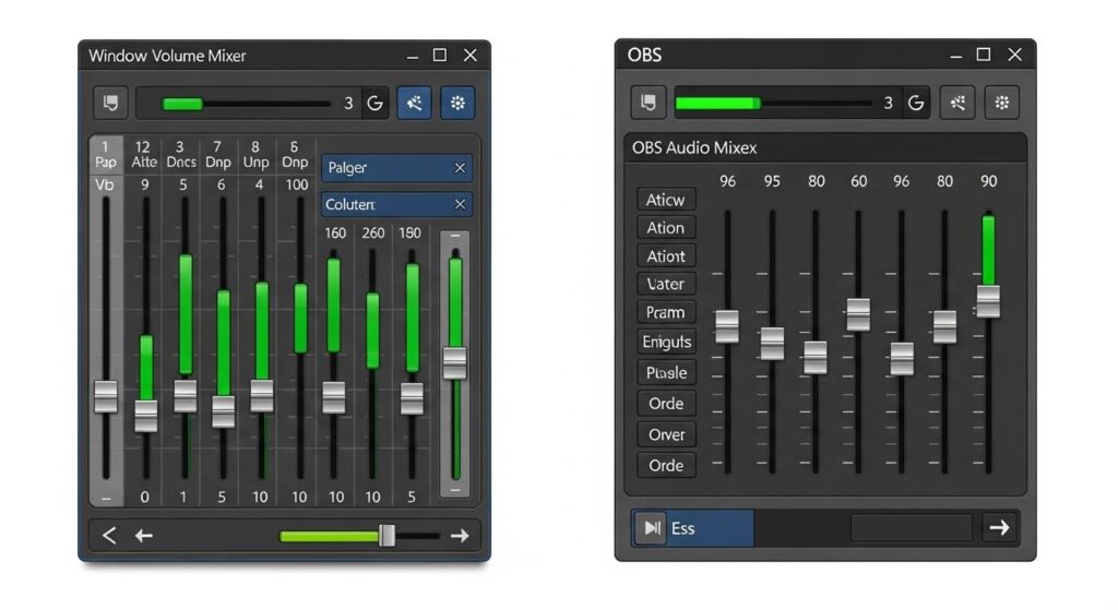 Windowsの音量ミキサーとOBSの音声ミキサーの比較