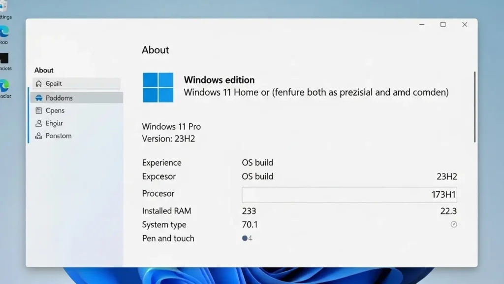 Windowsのバージョンとエディションを確認する設定画面