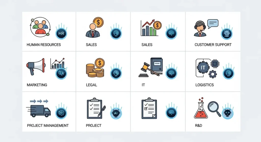 業種別のAIエージェント活用シーンをまとめたグリッド画像
