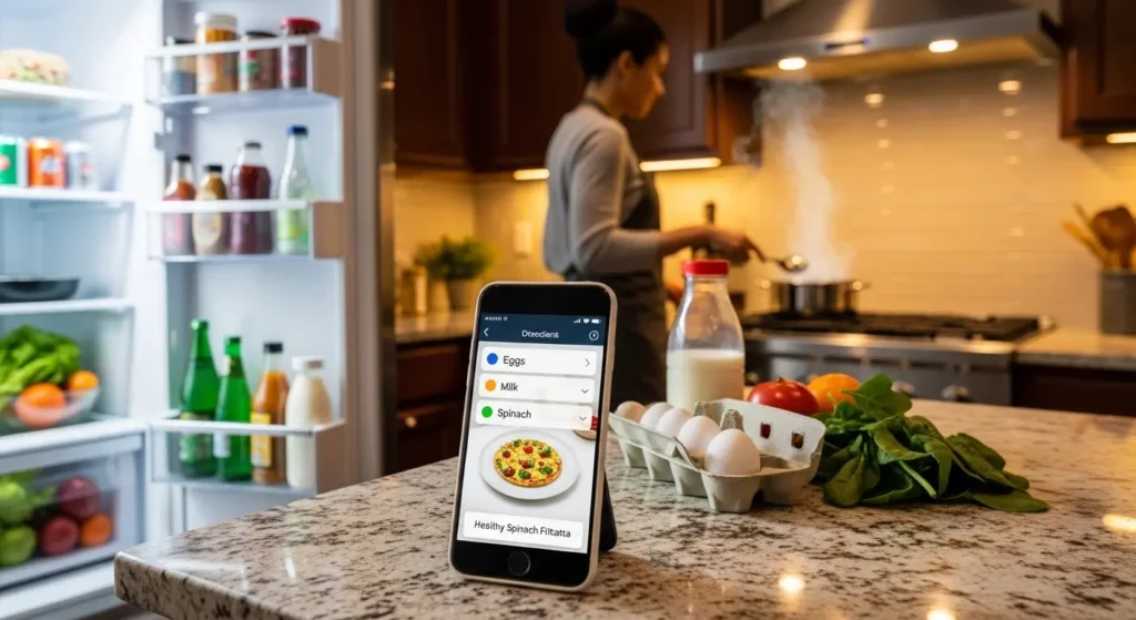 冷蔵庫の中身をスキャンして献立を提案するスマホのAIエージェント機能。