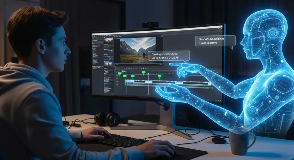 AIエージェントが編集作業をサポートする様子