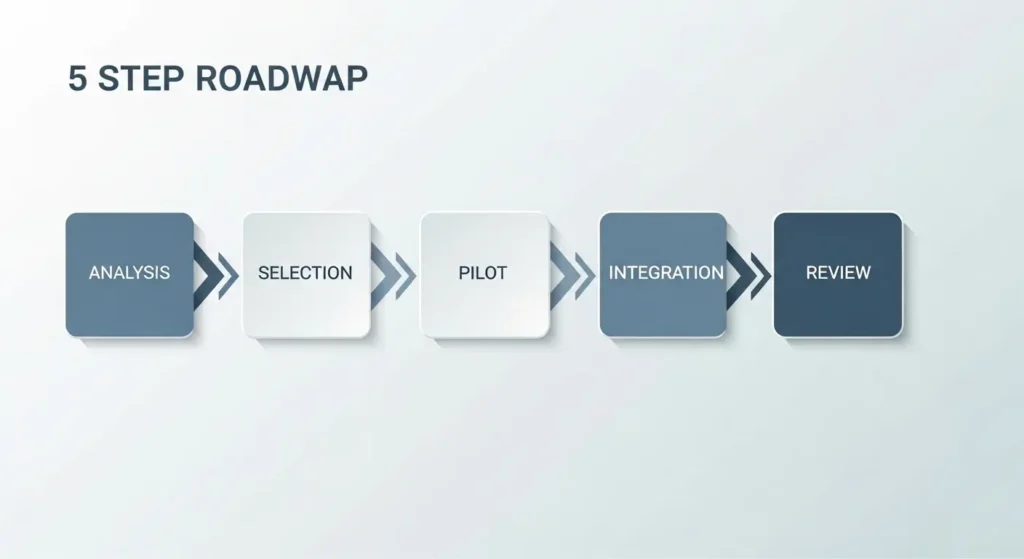 AIエージェント導入までの5ステップ・ロードマップ図