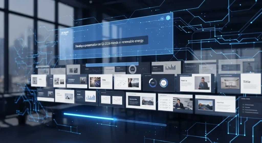 AIエージェントが自律的にプレゼン資料を作成する様子