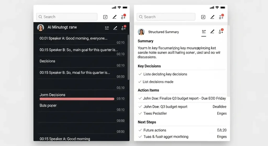 AI議事録ツールによる自動要約とアクションアイテムの抽出