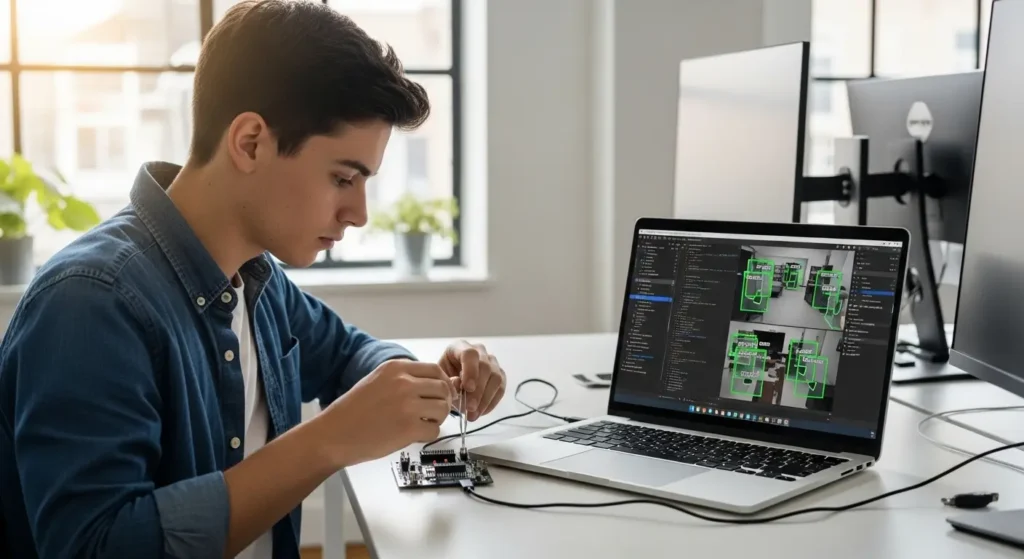 エッジデバイスを調整するエンジニア