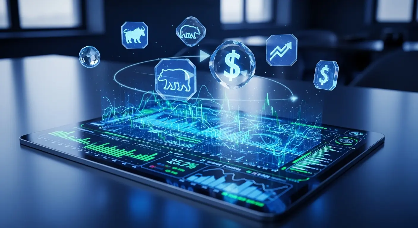 2026年最新のAI投資ツールによる市場分析イメージ