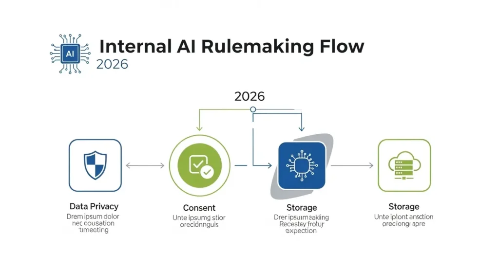 2026年版のAI議事録運用ルール策定の重要性を示すインフォグラフィック