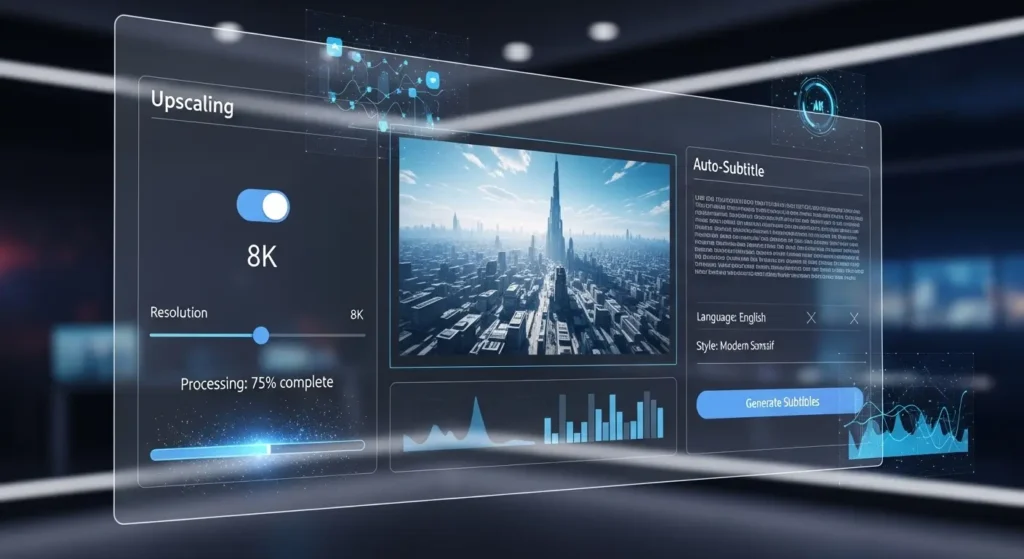 AIによる高画質化と字幕生成機能を搭載した動画変換ソフトの画面