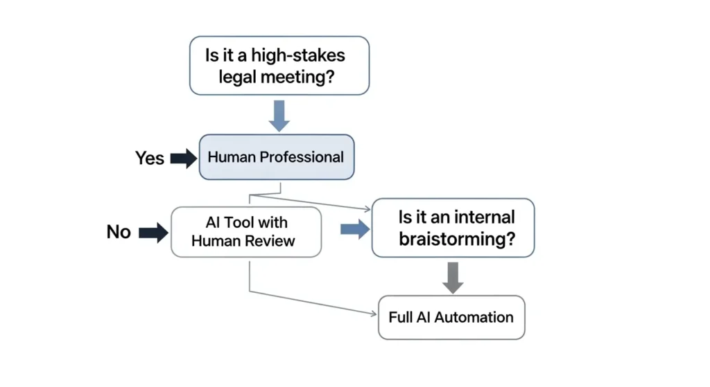 AI議事録ツールと手動外注の使い分けフローチャート
