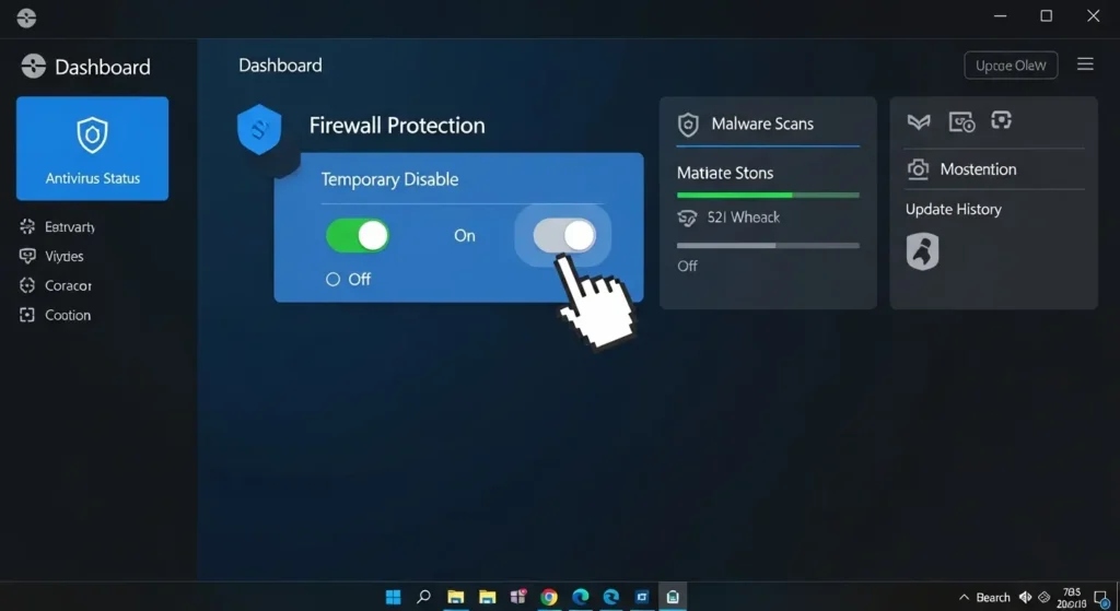 セキュリティソフトの一時停止操作