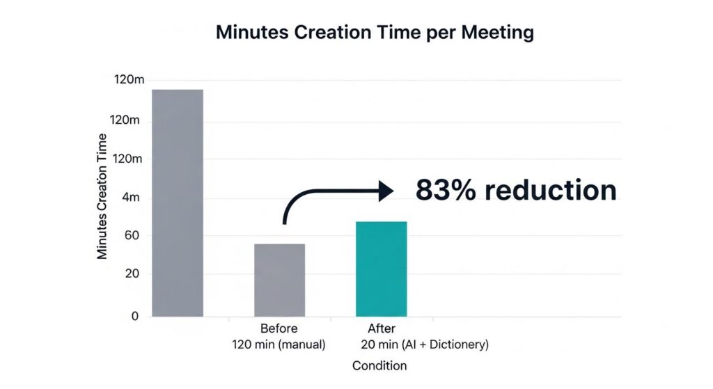 AI議事録導入による作業時間削減の効果グラフ