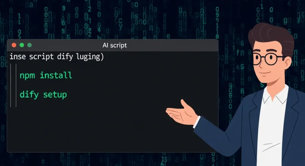 コマンドプロンプトでDifyのコードを操作する画面