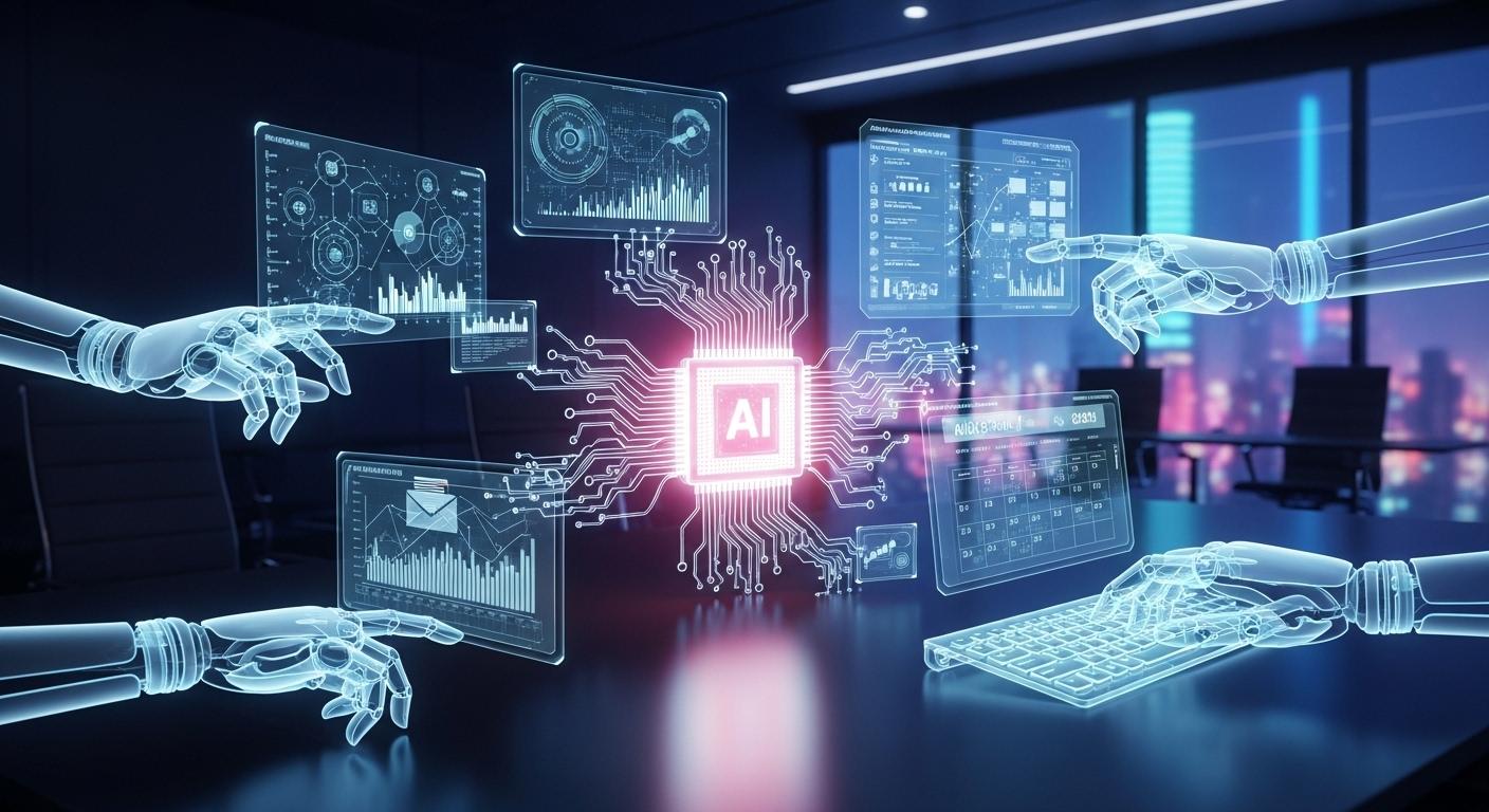 自律的に複数の業務を遂行するAIエージェントのイメージ図