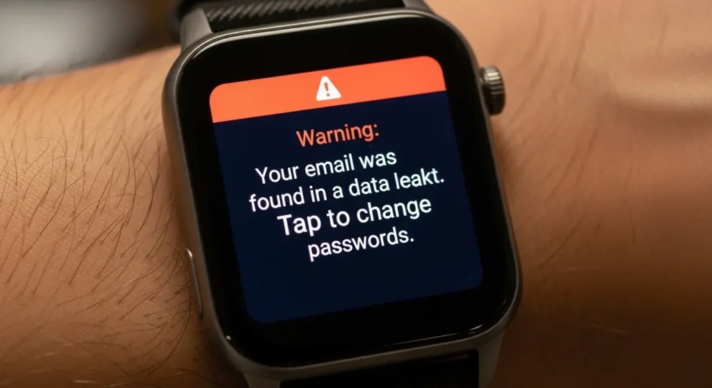 情報流出を知らせる通知画面