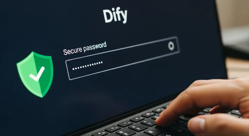 Difyのログイン画面でパスワードを入力する様子