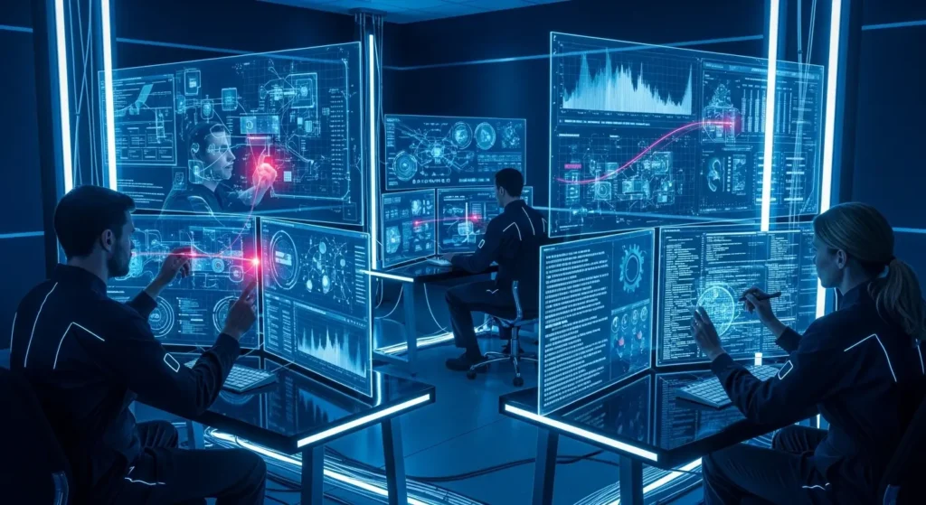 2026年の最新技術でデジタルデータを調査するセキュリティ専門家のイメージ