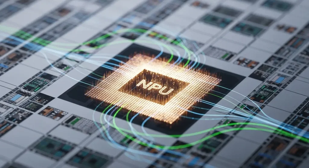 最新のNPUチップが埋め込まれたマザーボード