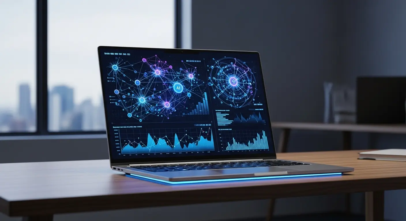 2026年の最先端エッジAI PCがデスクに置かれているイメージ画像